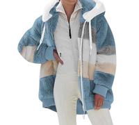 Cocila Vestes Pour Femmes 2025 Hiver Chaud éPais Polaire Duveteux Manteau à Capuche VêTements D'extéRieur Avec Poches Moins Cher (Blue Xxxl) Bomber Femmes Only Veste En Jean Courte Womens Jacket