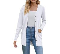 Cocila Women’S 2025 Fall Fashion Cardigan Lightweight Soft Knit For Women Long Sleeve Open Front Coat With Pockets Manteaux Flous Pour Femmes (White Xxxl) Blouson En Jean Femme Veste Bleu