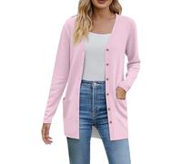 Cocila Women’S 2025 Fall Fashion Cardigan Lightweight Soft Knit For Women Long Sleeve Open Front Coat With Pockets Manteaux Flous Pour Femmes (Pink Xxxl) Veste En Jean Noir Femme Veste Femme En