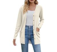 Cocila Women’S 2025 Fall Fashion Cardigan Lightweight Soft Knit for Women Long Sleeve Open Front Coat with Pockets Manteaux Flous pour Femmes (Beige XXL) Blouson Femme Veste D'ÉTé Femme Blouson