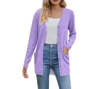Cocila Women’S 2025 Fall Fashion Cardigan Lightweight Soft Knit For Women Long Sleeve Open Front Coat With Pockets Manteaux Flous Pour Femmes (Purple Xxl) Veste Jean Veste Sport Femme Capuche