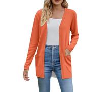 Cocila Women’S 2025 Fall Fashion Cardigan Lightweight Soft Knit For Women Long Sleeve Open Front Coat With Pockets Veste Rouge (Orange L) Bomber Femmes Legere Femmes Ete Courte En Jean Capuche