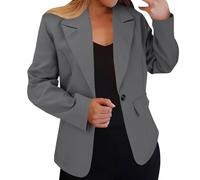 Cocila Women's Autumn And Winter Long Sleeved Solid Color Cardigan Small Suit Jacket Manteau Rouge Fourrure (Grey S) Veste Femmes Mi Saison Blouson Coupe Vent Femmes Veste Kaki Verte Cuir Sport