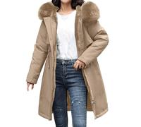 Cocila Women's Down Winter Mid Lenght Puffer Coats Ladies Lightweight With Hood Plus Size Slim Trench Coat Long Sleeve Warm Outwear Outdoor Hiking Jacke Compressible (B L) Bombers Femmes Taille
