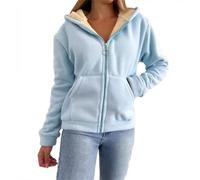 Cocila Womens Fleece Lined Hoodies Zip Up Sweatshirts Solid Color Casual Tops Cozy Warm Fall Outfits Ceinture ChaîNe DoréE (Sky Blue Xl) Veste Fleurie Femmes Veste Kaki Femmes Printemps En Jean