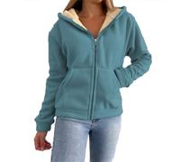 Cocila Womens Fleece Lined Hoodies Zip Up Sweatshirts Solid Color Casual Tops Cozy Warm Fall Outfits Ceinture ChaîNe DoréE (Green S) Blouson Coupe Vent Femmes Veste Camel Femmes Noir En Cuir