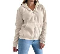Cocila Womens Fleece Lined Hoodies Zip Up Sweatshirts Solid Color Casual Tops Cozy Warm Fall Outfits Ceinture ChaîNe DoréE (White Xl) Veste Femmes Mi Saison Only Femmes Veste Jean Courte Blouson
