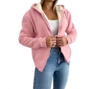 Cocila Womens Fleece Lined Hoodies Zip Up Sweatshirts Solid Color Casual Tops Cozy Warm Fall Outfits Ceinture ChaîNe DoréE (Pink S) Veste Militaire Femmes Kaki Femmes Vestes Veste Courte Blanche