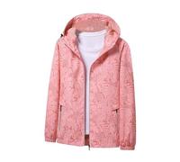 Cocila Womens Stylish Raincoat Leaves Print Rain Jacket Fall Lightweight Zipper Up Windbreaker For Hiking S 5Xl Manteau Cap Noir Veste Noire Femme Veste Courte Femme Saharienne Mi Saison Sans