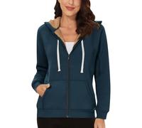 Cocila Womens Zip Up Casual Oversized Fleece Trendy Winter Warm Coats Manteau Matelassé Long Hiver (Navy Xxxl) Veste Mi Saison Femmes Bluzon Femmes Blouson Jean Veste Universitaire Longue En