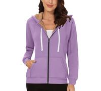 Cocila Womens Zip Up Casual Oversized Fleece Trendy Winter Warm Coats Manteau Matelassé Long Hiver (Purple L) Veste Femmes éTé Veste Moto Femmes Ete En Jean Rose Automne Chic Et Elegant ÉTé LéGèRe
