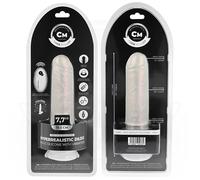 COCK MILLER Gode Réaliste, Silicone Médical, Blanc, 19.5 cm, Vibrant avec Télécommande, LED Intégrée, Base Ventouse, IPX7 Étanche