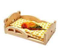 Cockatiel Bed - 3 Piece with Cotton Pad Wooden Open Chew Resistant Perch