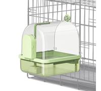 Cockatiel Bird Bath, Birds Cage Bath with Automatic Chew-Proof Tub and Perch, 8.86x7.87x10.24 inches 2-Mode Aviary Bathtub for Indoor Use Breeding Travel Show