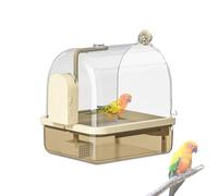 Cockatiel Bird Bath, Birds Cage Bath with Automatic Chew-Proof Tub and Perch, 8.86x7.87x10.24 inches 2-Mode Aviary Bathtub for Indoor Use Breeding Travel Show