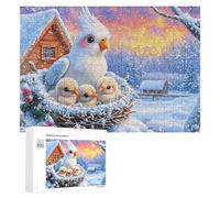 Cockatoo Blanc avec Trois bébés Oiseaux Puzzle 300 Pièces pour Seniors Temps Libre Intérieur Entraînement Mémoire Cadeau pour Retraite 300 PCS