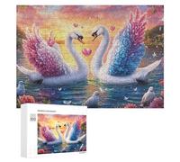 Cockatoos Roses et Blancs au Coucher du Soleil Puzzle 300 Pièces pour Famille Loisirs Intérieurs Esprit D’Équipe Cadeau pour Saison Festive 300 PCS