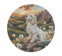 Cocker Espagne Rond Puzzle 120 Pièces pour Cute Little Dog Animal Adultes Enfants Forme d'animal Qualité Premium Artistique Art Relaxation Réduction du Stress Murale 120 PCS