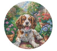 Cocker Espagne Rond Puzzle 195 Pièces pour Cute Little Dog Animal Adultes Enfants Forme d'animal Décompression Progressive Décoration Murale Jeu D'Intelligence l'art 195 PCS