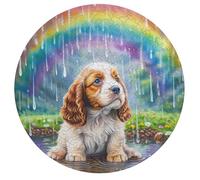 Cocker Espagne Rond Puzzle 195 Pièces pour Cute Little Dog Animal Adultes Enfants Forme d'animal Décompression Progressive Décoration Murale Jeu D'Intelligence l'art 195 PCS