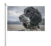 Cocker Spaniel anglais à grandes oreilles bouclées, noir,Drapeau de jardin, bannière décorative, drapeau double face, 2 x 3 pieds, pour extérieur et intérieur