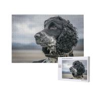 Cocker Spaniel Anglais à Grandes Oreilles bouclées, Noir,Puzzle Familial en Bois de 1 000 pièces pour Adultes et Adolescents, décoration d'intérieur