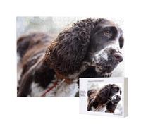 Cocker Spaniel Anglais, Chiens bouclés Blancs brunâtres,Puzzle Familial en Bois de 500 pièces pour Adultes et Adolescents, décoration d'intérieur