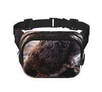 Cocker Spaniel Anglais, Chiens bouclés Blancs brunâtres,Sac Banane carré Double Couche, Sac de Poitrine
