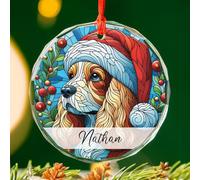 Cocker Spaniel Anglais Sapin Décoration D'Ornement De Noël avec Ficelle Décoration De Noël À Suspendre Verre Christmas Hanging