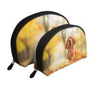 Cocker Spaniel Automne Parc Chiens Épagneul Brun, Trousse de Maquillage Coquille Femme Petit Porte-Monnaie Trousse de Toilette Trousse à cosmétiques 2 pièces