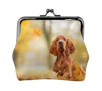 Cocker Spaniel Autumn Park Chiens épagneuls Bruns,Porte-Monnaie en Cuir PU, Petit Portefeuille, Pochette à Monnaie avec Fermoir Baiser