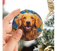 Cocker Spaniel avec des Tournesols Sapin Décoration D'Ornement De Noël Céramique Décoration De Noël À Suspendre avec Ficelle Dorée Christmas Hanging