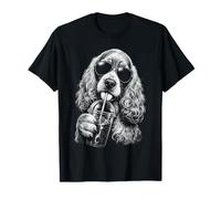 Cocker Spaniel Buvant du café glacé drôle Amoureux des Chiens T-Shirt