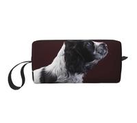 Cocker Spaniel Chiot Épagneul Noir Et Blanc, Trousse de Maquillage Trousse à cosmétiques Trousse de Toilette de Voyage Portable Pochette de Maquillage