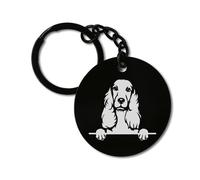 Cocker Spaniel Cute Dog Art Porte-clés Gravé Plaque d'identification Chaîne de Clé Acier Inoxydable Cercle Jeton
