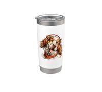 Cocker Spaniel drôle avec écouteurs rainurant pour écouter de la musique Gobelet isotherme en acier inoxydable double paroi