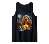 Cocker Spaniel Howling to The Moon Chien Vintage Débardeur