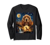Cocker Spaniel Howling to The Moon Chien Vintage Manche Longue