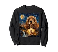Cocker Spaniel Howling to The Moon Chien Vintage Sweatshirt