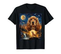 Cocker Spaniel Howling to The Moon Chien Vintage T-Shirt