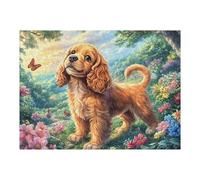 Cocker Spaniel Jardin de Fleurs de Printemps Extérieur Puzzle 500 Pièces pour Adultes Amusant Stimulant Et Relaxant Parfait pour Hobby Et Moments en Famille 500 PCS（52×38cm）