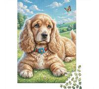 Cocker Spaniel Puppy Jigsaw Puzzles for Adults Fluffy Golden Cocker Spaniel Educational Games for The Whole Family Women 52x38cm 1000pcs
