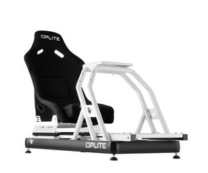 Cockpit de simulation de course Oplite Cockpit R8 Fury OP-R8-W châssis aluminium acier 6063 T6/E355 blanc et noir avec siège RS1