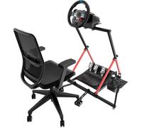 Cockpit de simulation pliable avec siège support volant pédales et levier compatible MOZA Logitech Thrustmaster et HORI