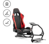 Cockpit simracing structure en acier réglable PVC acier noir rouge 14_0008706