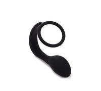 Cockring avec plug anal silicone noir