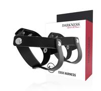 Cockring cuir noir h-pièce pour testicules