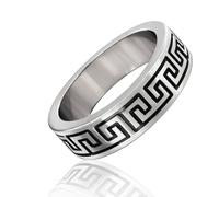 Cockring de luxe avec motif grec - silver/black - Taille - 50 mm