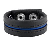 Cockring en cuir 3 Pressions Noir et Bleu The Red