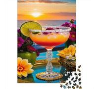 Cocktail au Coucher du Soleil Puzzle 1000 Pièces Adultes intéressant Puzzles 1000 Pièces Peinture Art Décor À La Maison 38x26cm/1000pcs